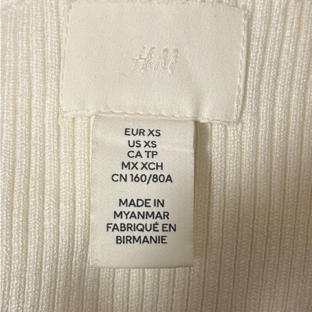 H&M Dainty Ribbed Knit Crop Tank | Cream | Size XS - Picture 3 of 3